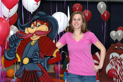 Candy Land Volunteer Posing By Candy Land Guy